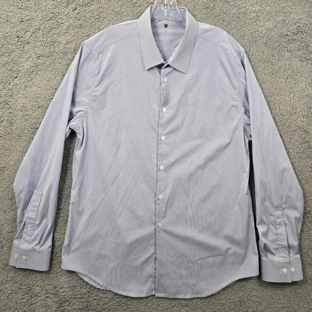 Ministry of Supply Shirt Men's Blue Striped Button Up Casual Shirt Size XL